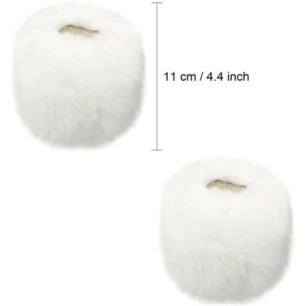 White Fuzzy Faux Fur Pom Pom Wrist Cuffs Furry Arm Bands Arm Warmers‎ Gloves